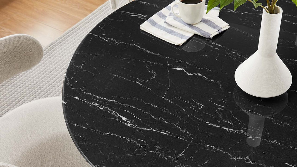 Tulip Marble Dining Table - 40" Round White Base