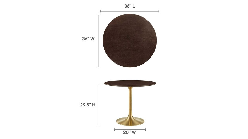 Tulip Wood Top Dining Table, 36" Round Cherry Gold