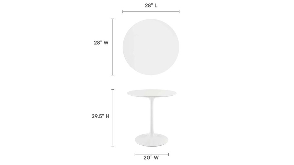 Tulip Wood Top Dining Table, 28" Round