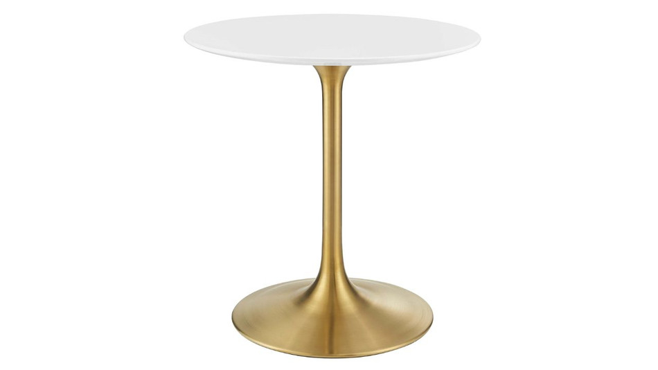 Tulip Wood Top Dining Table, 28" Round Gold Base