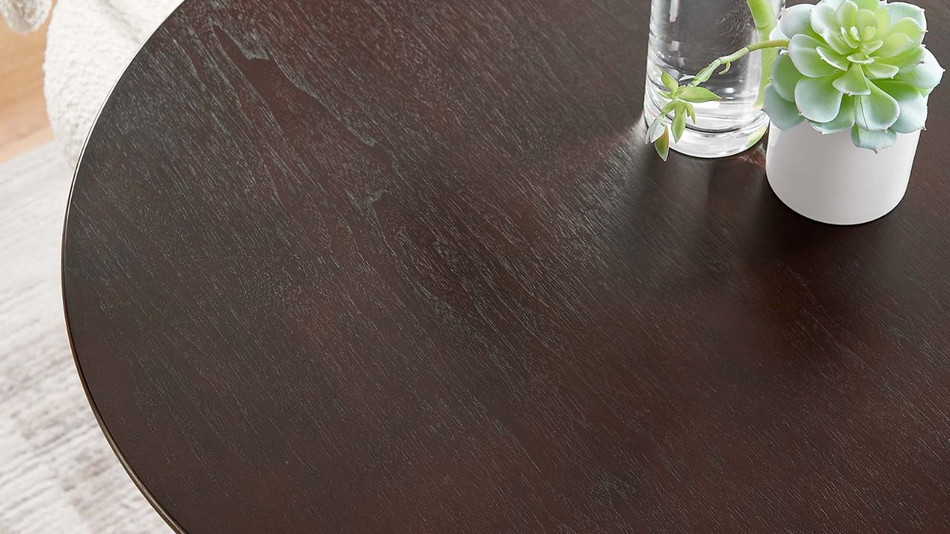Tulip Wood Top Dining Table, 28" Round Cherry Black