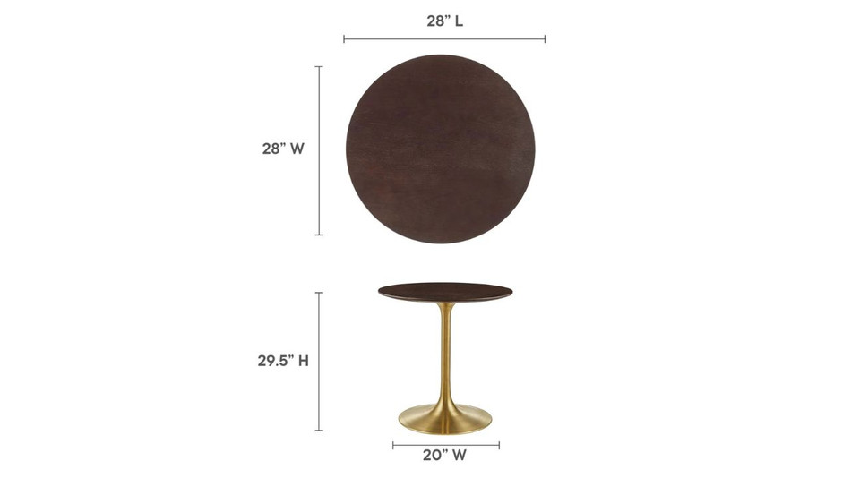 Tulip Wood Top Dining Table, 28" Round Cherry Gold