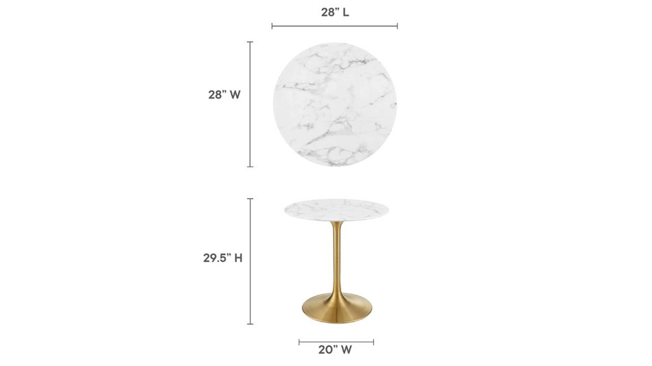 Tulip Marble Dining Table - 28" Round, Gold Base