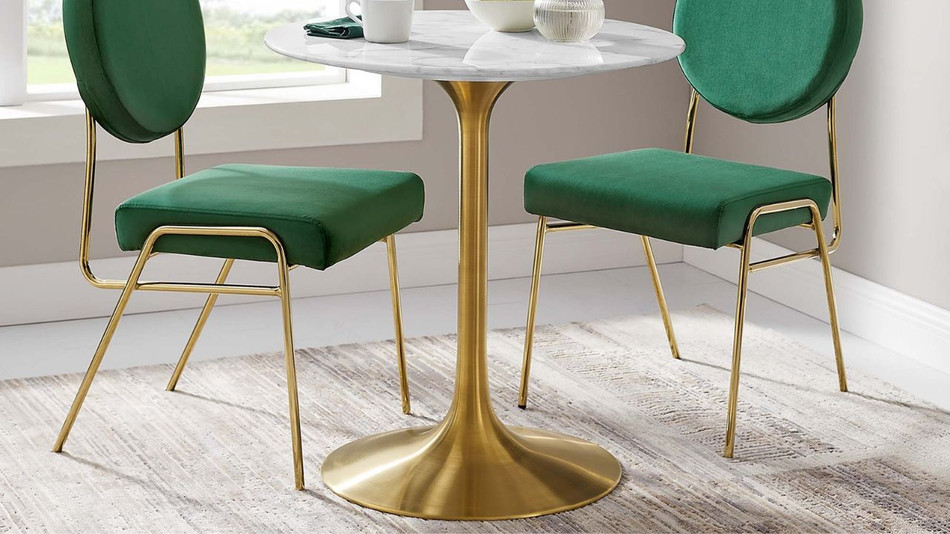 Tulip Marble Dining Table - 28" Round, Gold Base