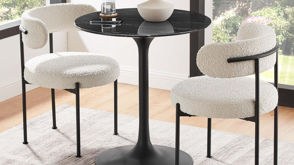 Tulip Marble Dining Table - 28" Round, Black