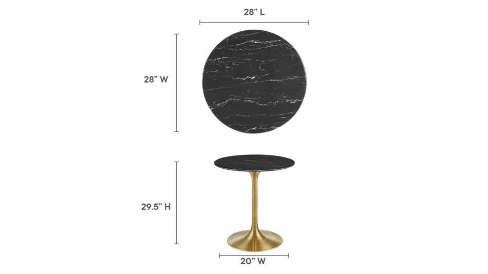 Tulip Marble Dining Table - 28" Round, Black Gold