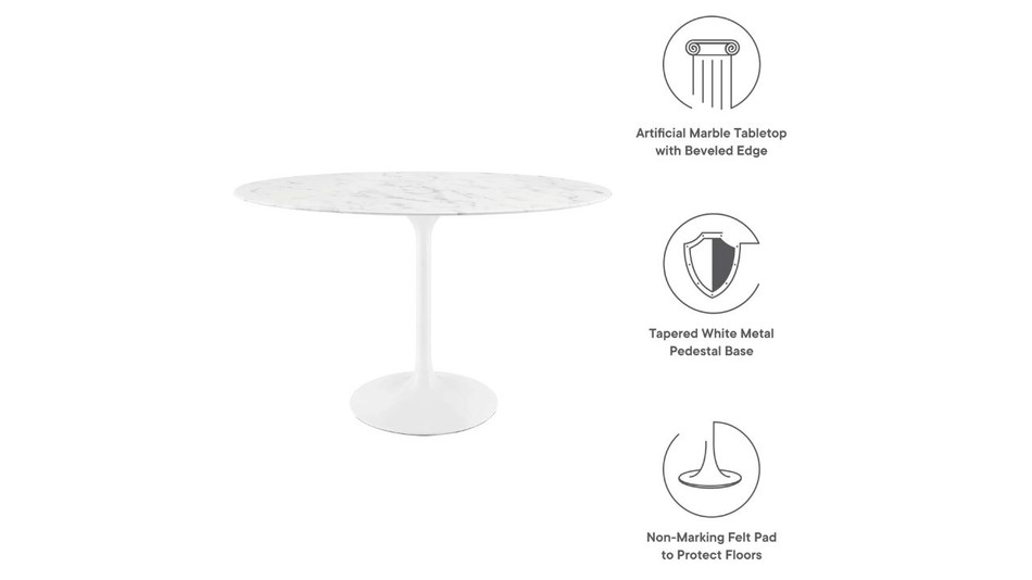 Tulip Marble Dining Table - 48" Oval