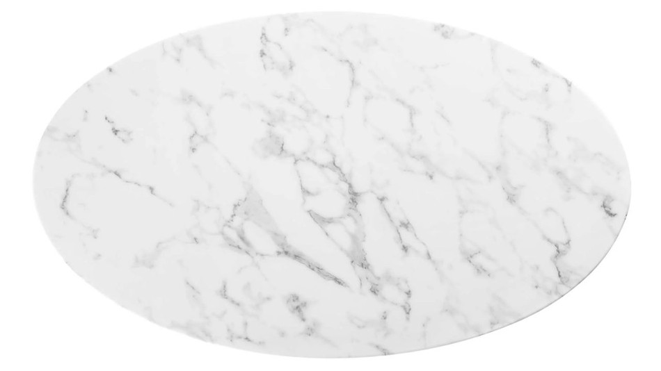 Tulip Marble Dining Table - 48" Oval, Gold Base