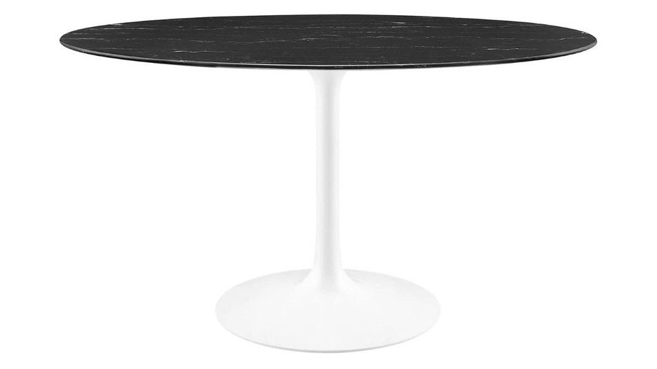 Tulip Marble Dining Table - 54" Oval, White Base