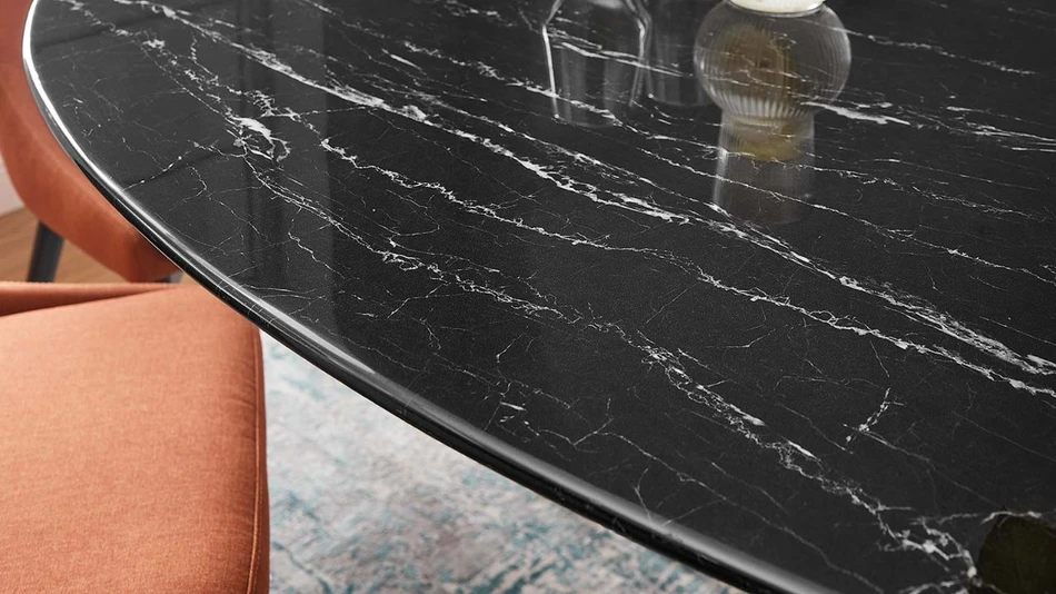 Tulip Marble Dining Table - 60" Oval, Black