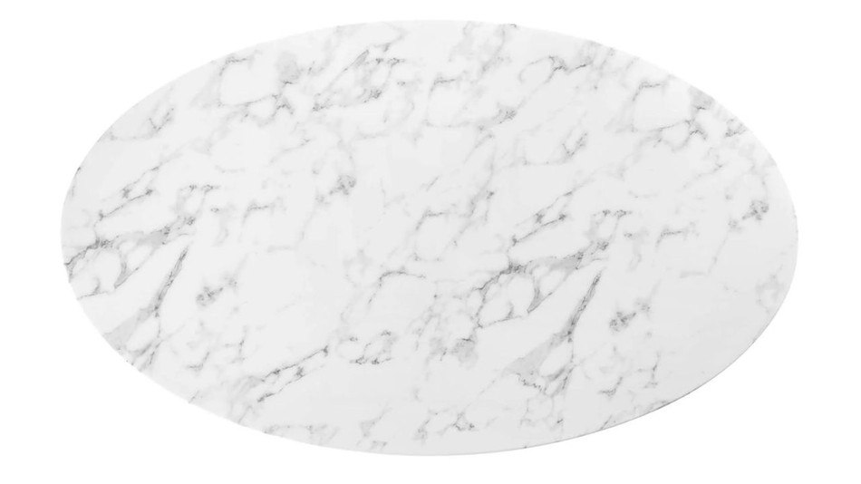 Tulip Marble Dining Table - 60" Oval, Black Base