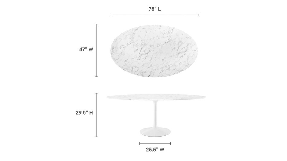 Tulip Marble Dining Table - 78" Oval