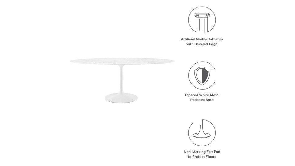 Tulip Marble Dining Table - 78" Oval