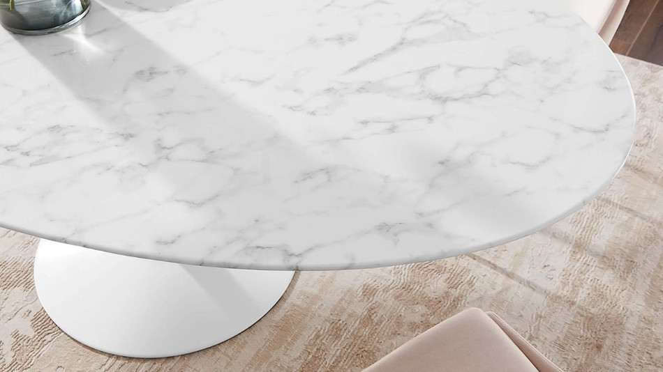 Tulip Marble Dining Table - 78" Oval