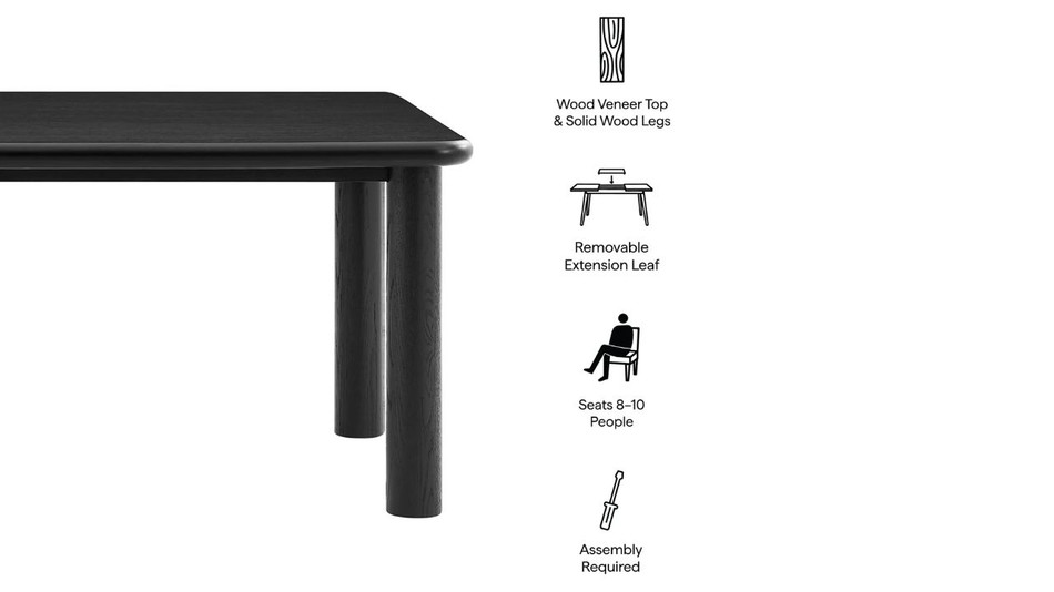 Rowan Extendable Dining Table, 104" Black
