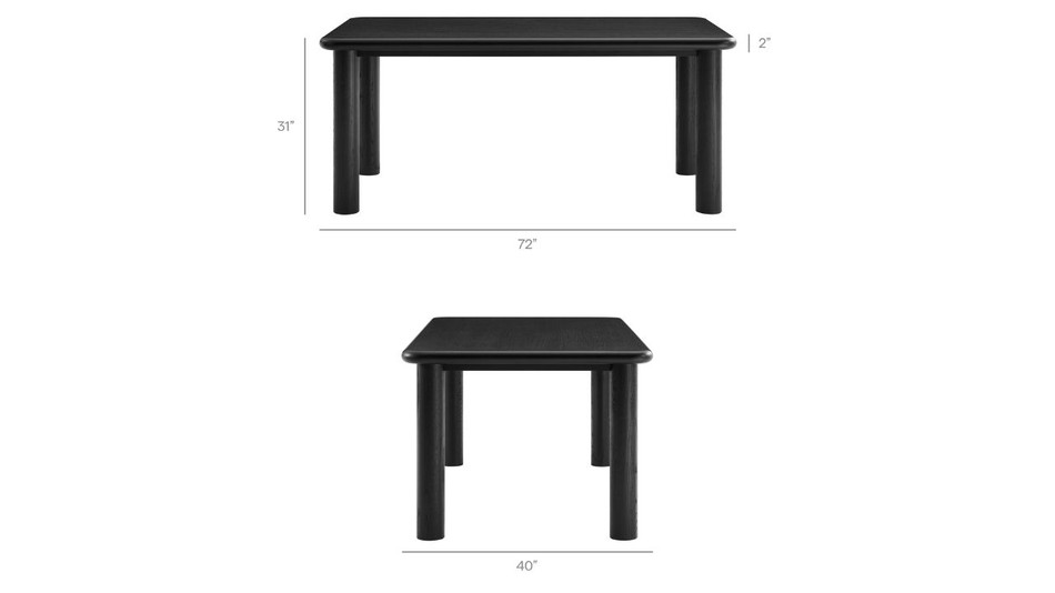 Rowan Dining Table, 72" Black