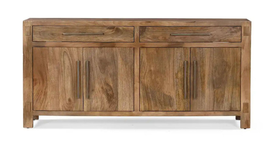 Anna 70" Solid Wood Sideboard, Light Walnut