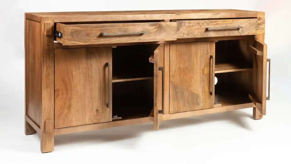 Anna 70" Solid Wood Sideboard, Light Walnut