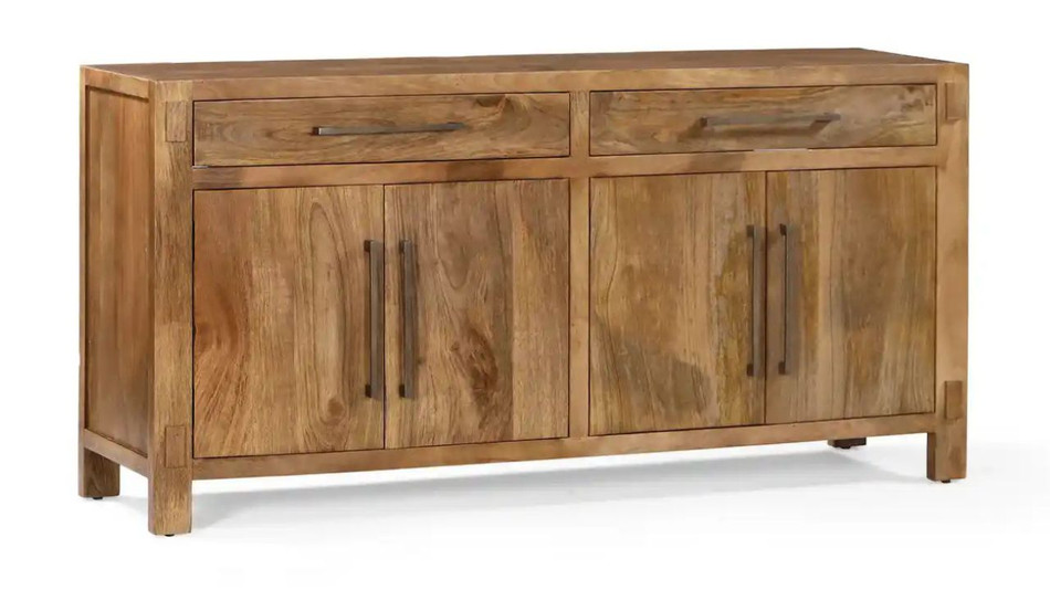 Anna 70" Solid Wood Sideboard, Light Walnut