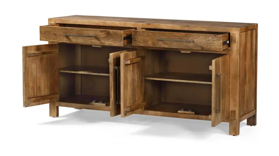 Anna 70" Solid Wood Sideboard, Light Walnut