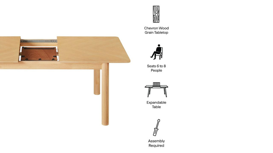 Elmora Extendable Dining Table, 75" Oak