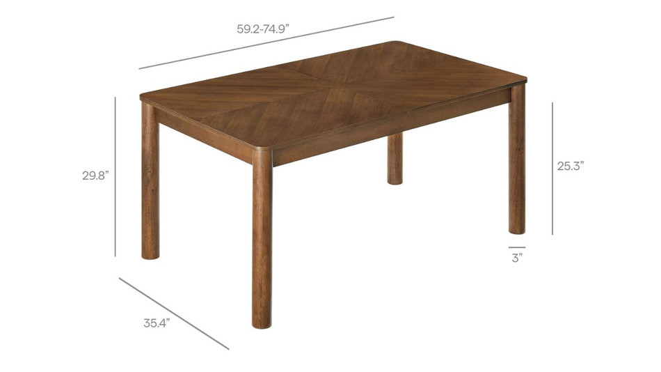 Elmora Extendable Dining Table, 75" Walnut