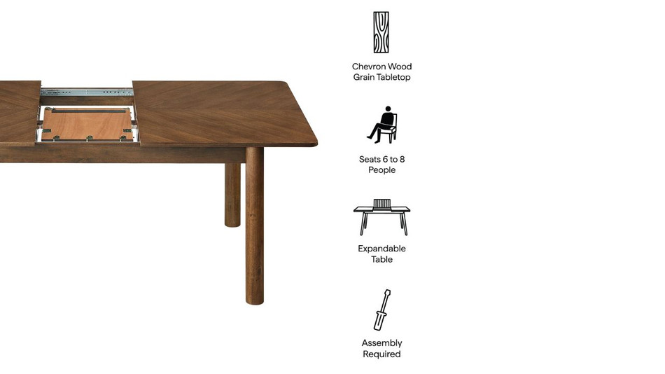 Elmora Extendable Dining Table, 75" Walnut