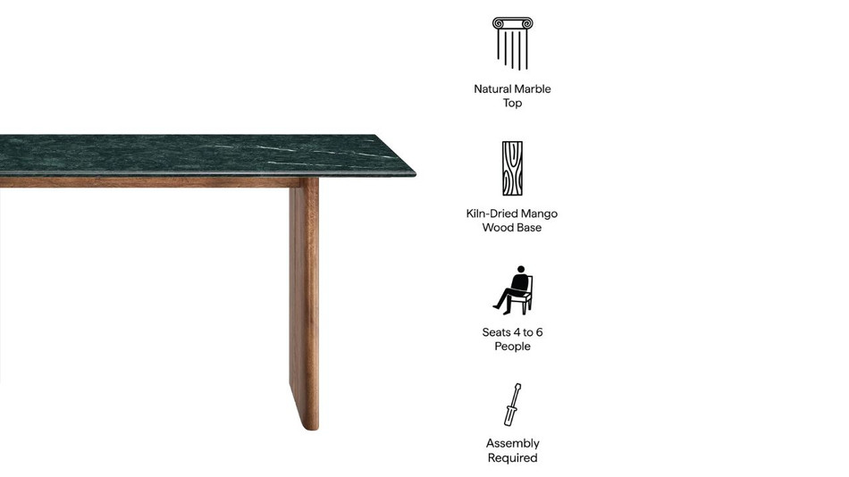 Valdora Marble Dining Table, 60" Walnut
