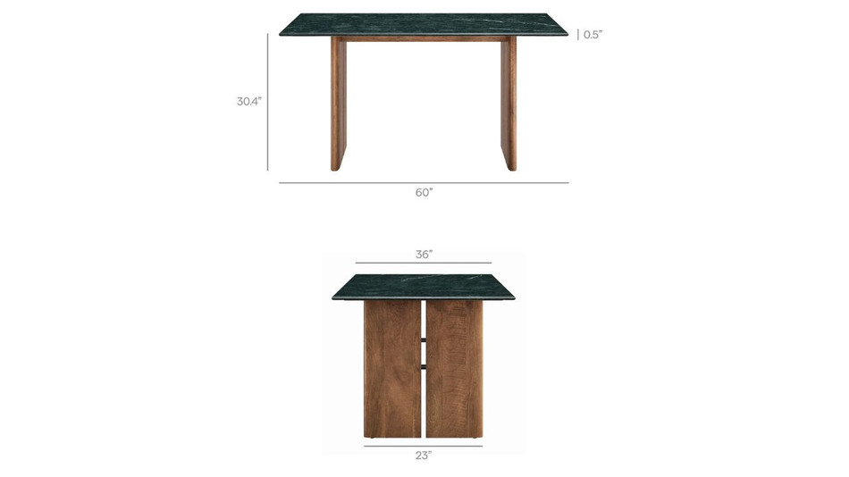 Valdora Marble Dining Table, 60" Walnut
