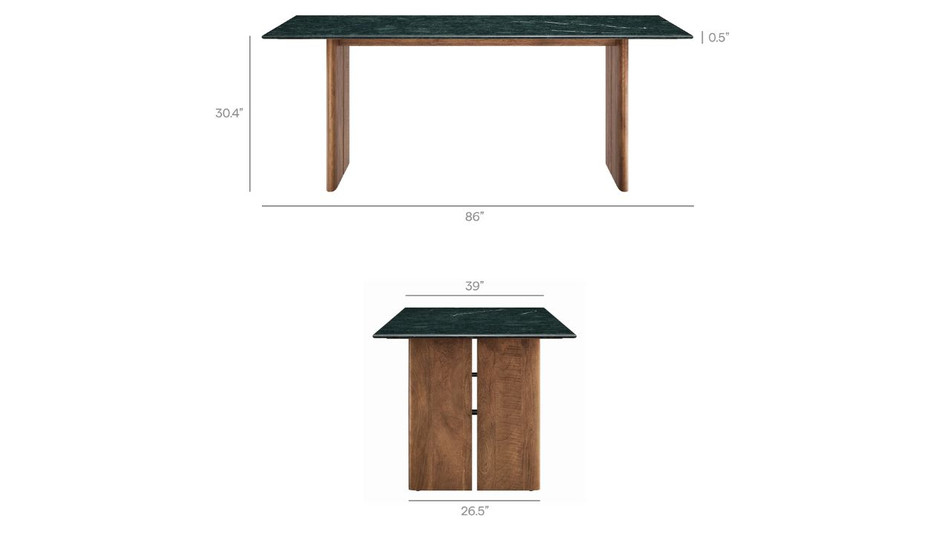 Valdora Marble Dining Table, 86" Walnut