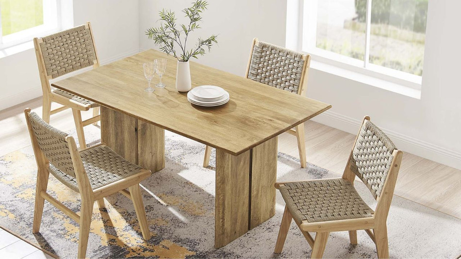 Valdora Wood Dining Table, 60" Oak