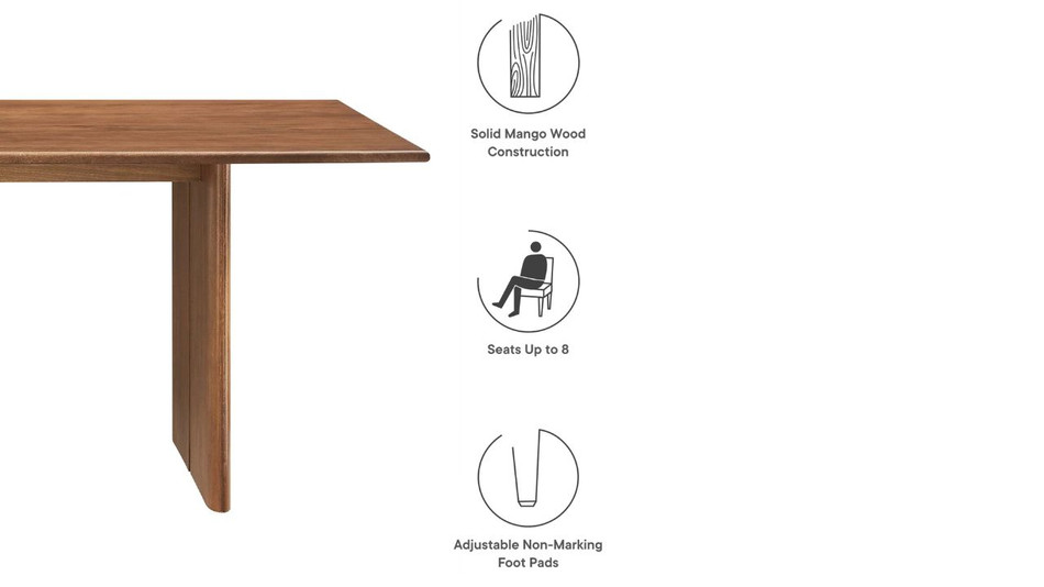 Valdora Wood Dining Table, 86" Walnut