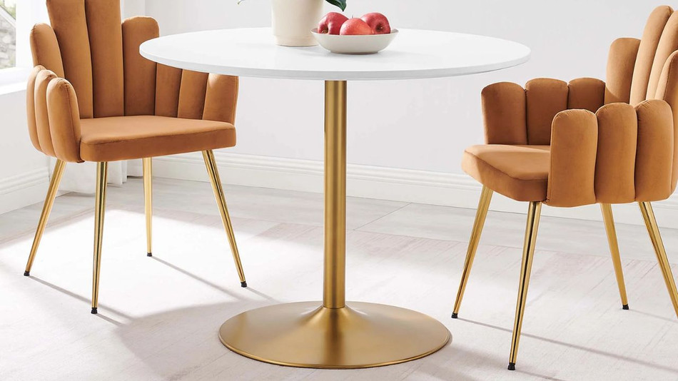 Liora Wood Dining Table - 40", Gold Base