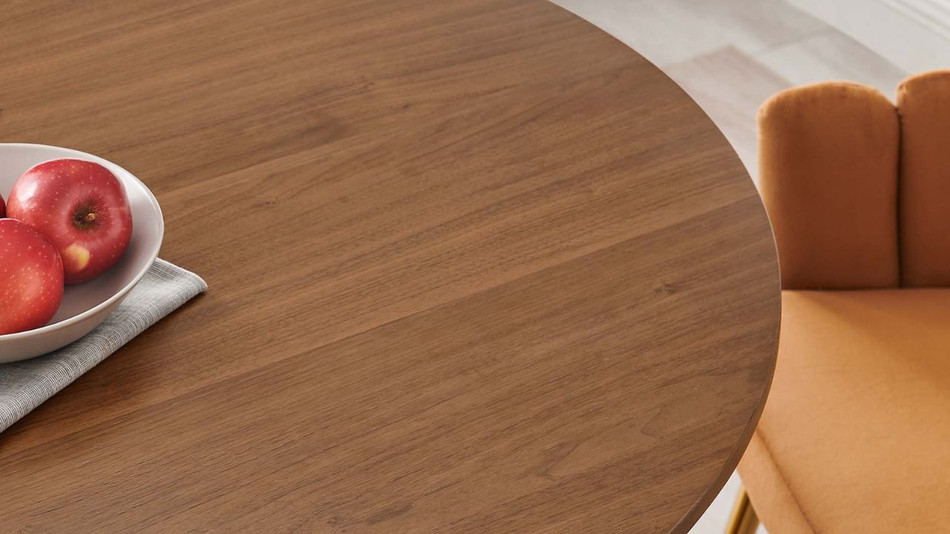 Liora Wood Dining Table - 40", Walnut Gold