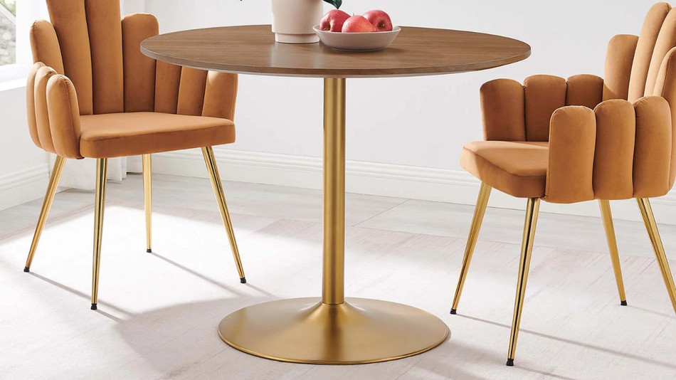Liora Wood Dining Table - 40", Walnut Gold