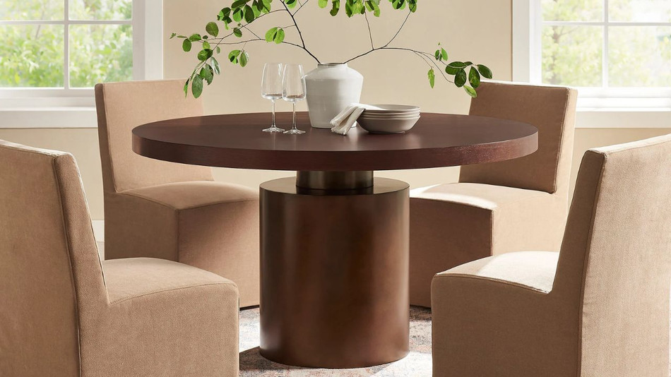 Bellmont Dining Table - 54" Round, Dark Walnut