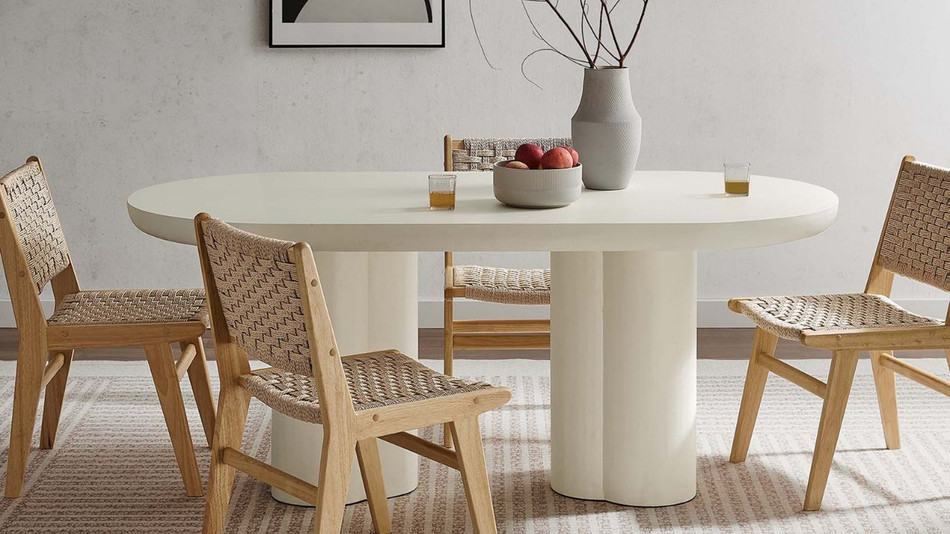 Treston Oval Dining Table - 72", White