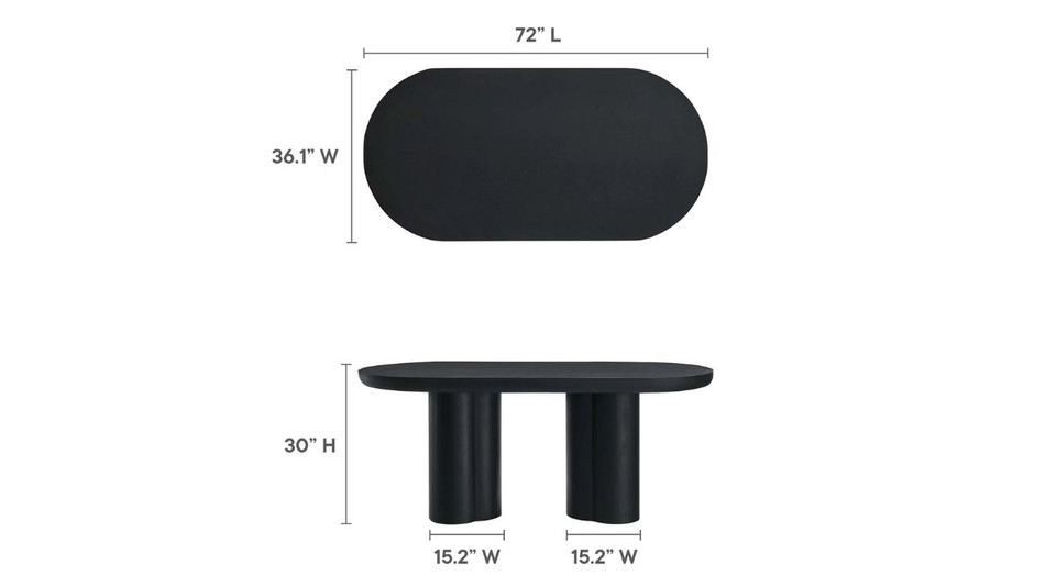Treston Oval Dining Table - 72", Black