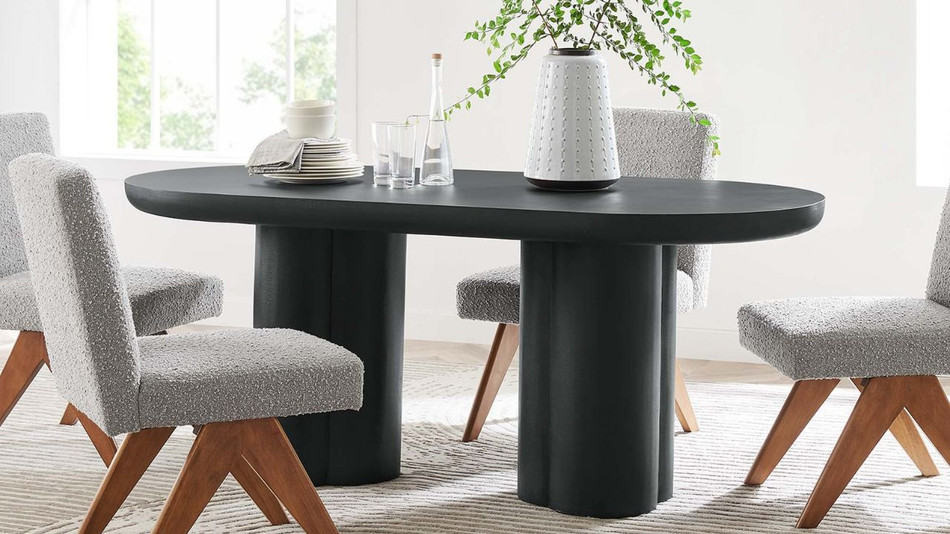 Treston Oval Dining Table - 72", Black