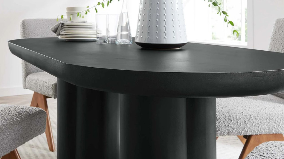 Treston Oval Dining Table - 72", Black