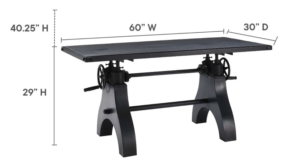 Ironcrest Adjustable Dining Table, 60" Black