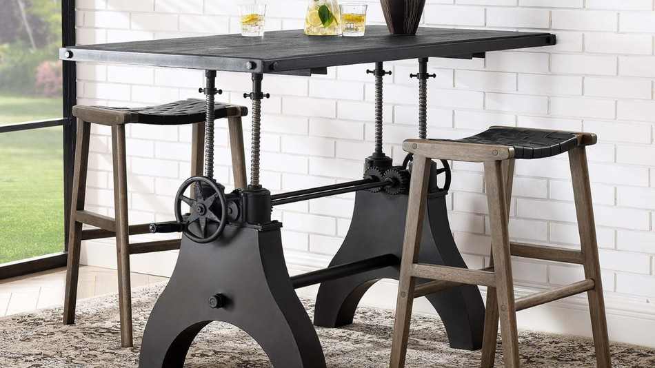 Ironcrest Adjustable Dining Table, 60" Black