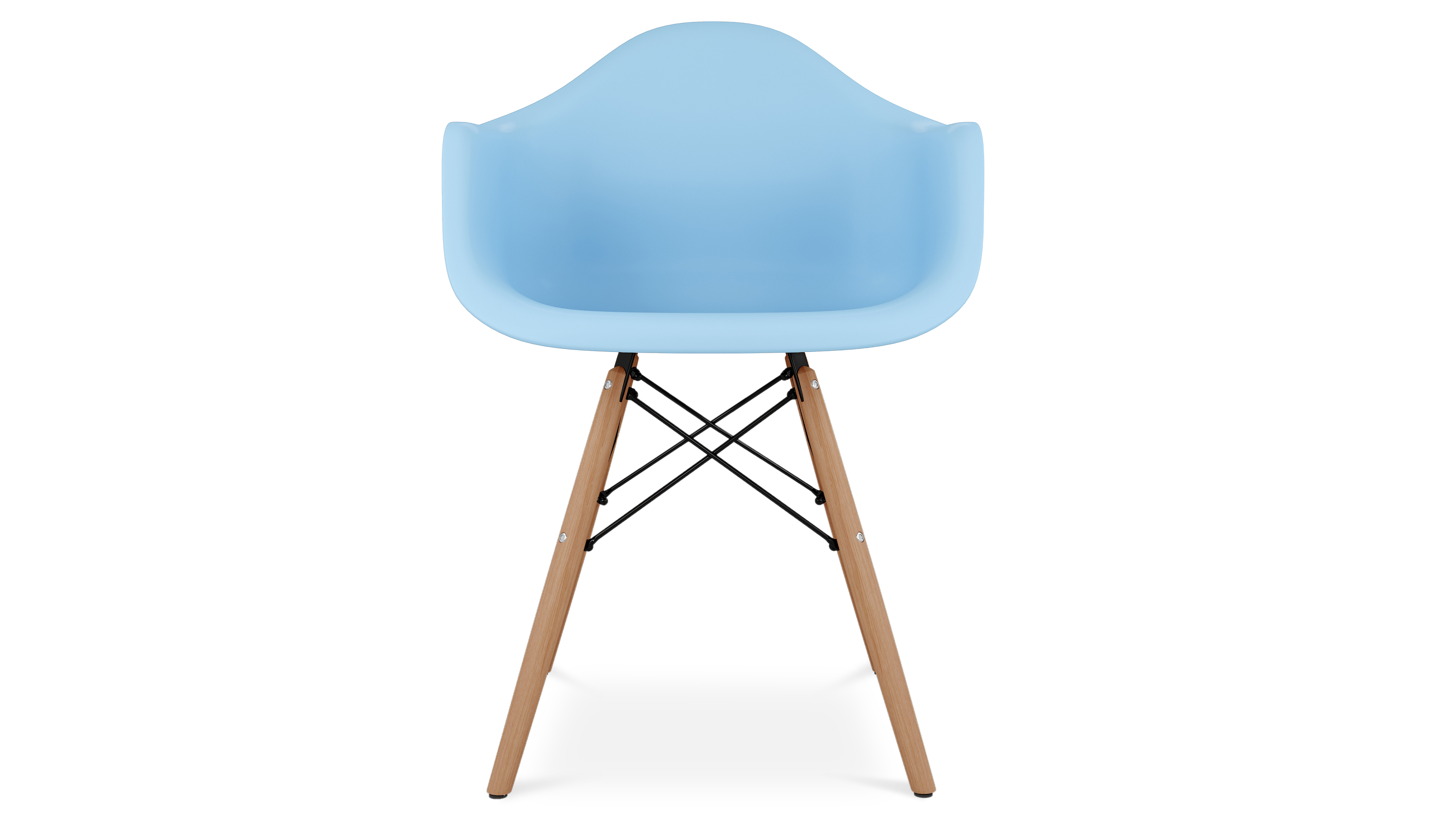 Eiffel Armchair With Wood Legs, Blue