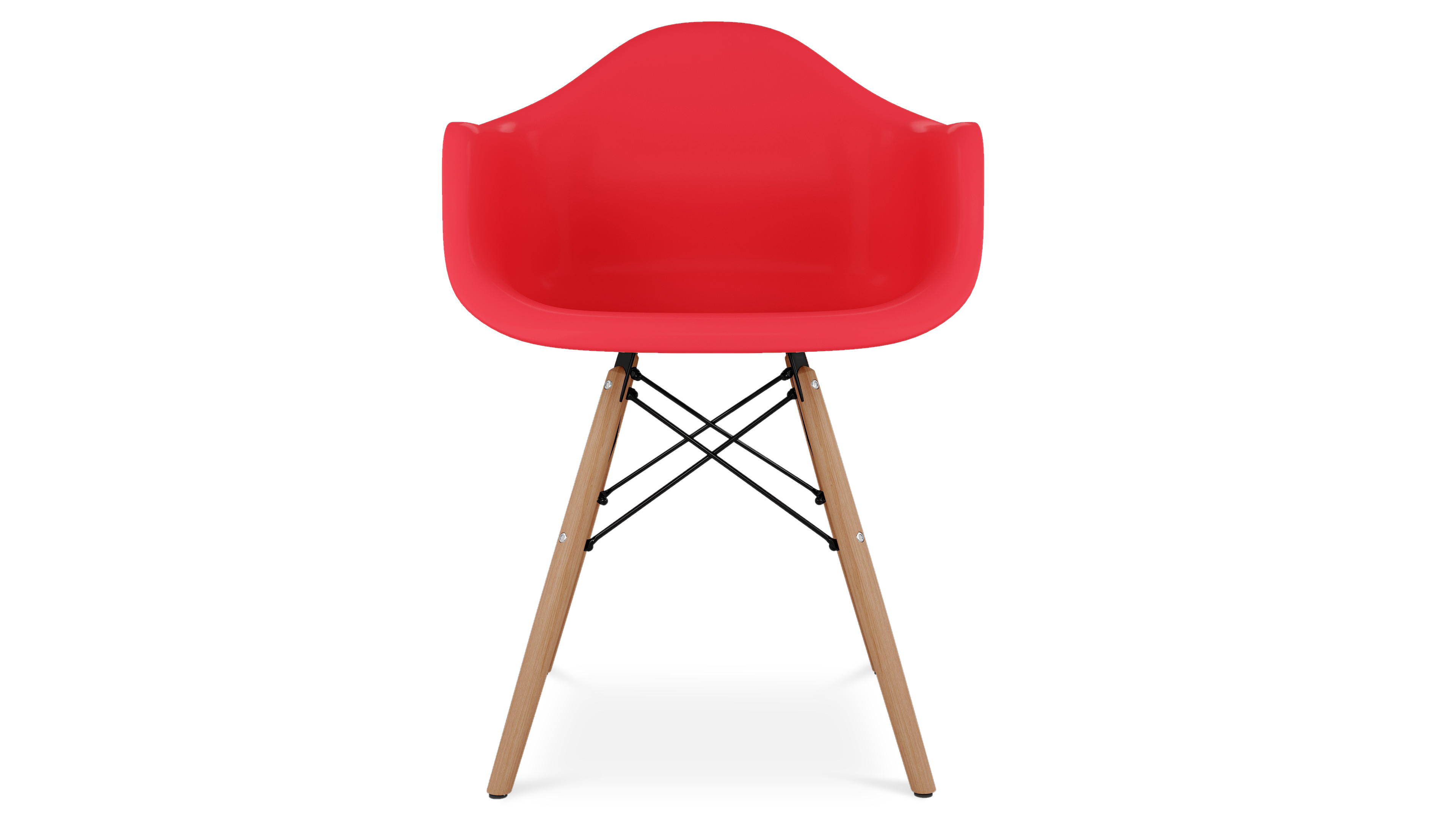 Eiffel Armchair With Wood Legs, Red