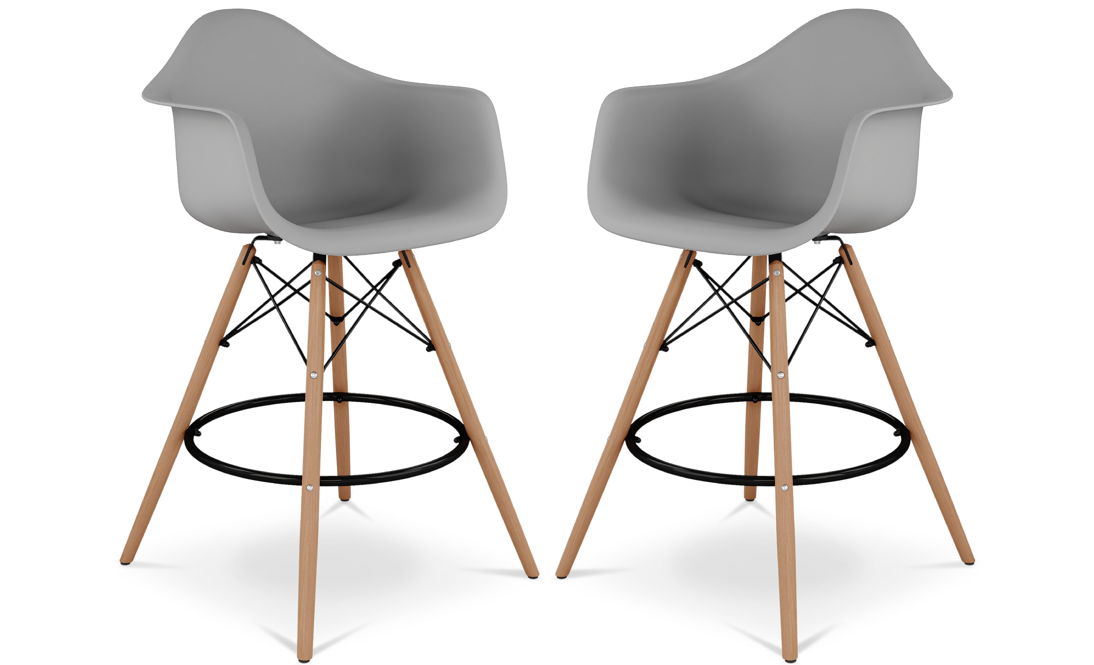 Eiffel Counter Stool With Arms, Gray