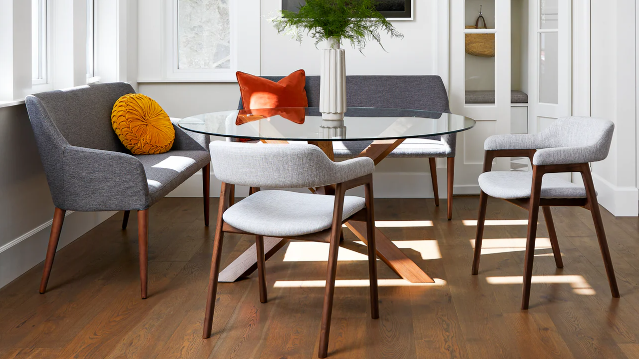 Atlas Teakwood Dining Chair, Black Leather