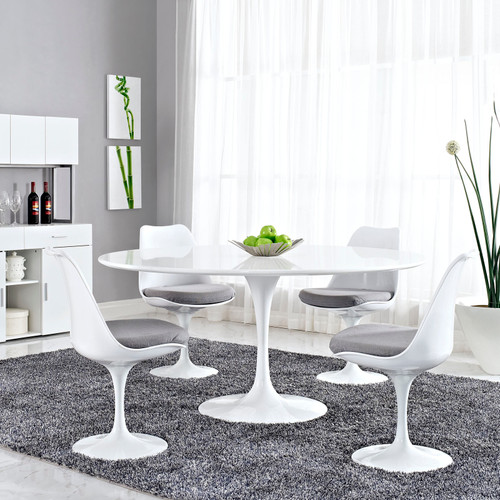 Lippa 60" Round Wood Top Dining Table White EEI-1120-WHI