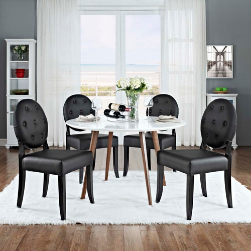 Button Dining Side Chair Set of 4 Black EEI-1280-BLK