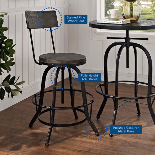 Procure Bar Stool Set of 2 Black EEI-1605-BLK-SET