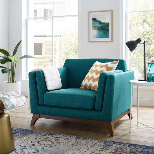 Chance Upholstered Fabric Armchair Teal EEI-3063-TEA